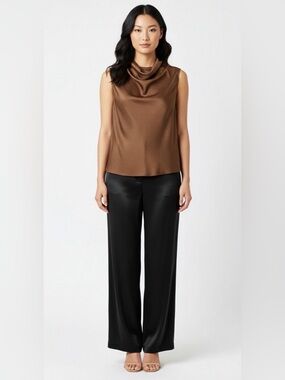 Loft Satin Cowl Neck Sleeveless Shell Top